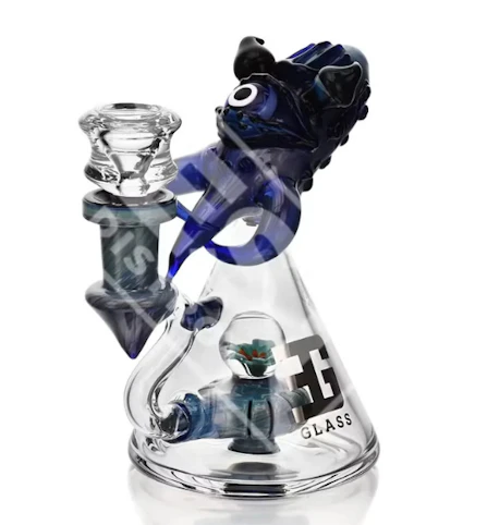 EG Glass - Octopus Heady Thick Bottom Glass Water Pipe, 5.7", Blue, EG-64 | EG Glass