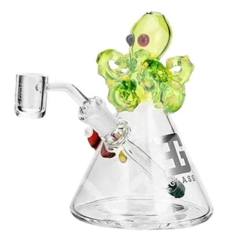 EG Glass - Octopus Design Glass Smoking Water Pipe, 5.3 inch, Green, EG-80 | EG Glass