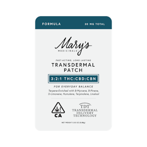 MARY'S MEDICINALS - Mary's Formula Transdermal Patch 3:2:1 THC:CBD:CBN 30mg