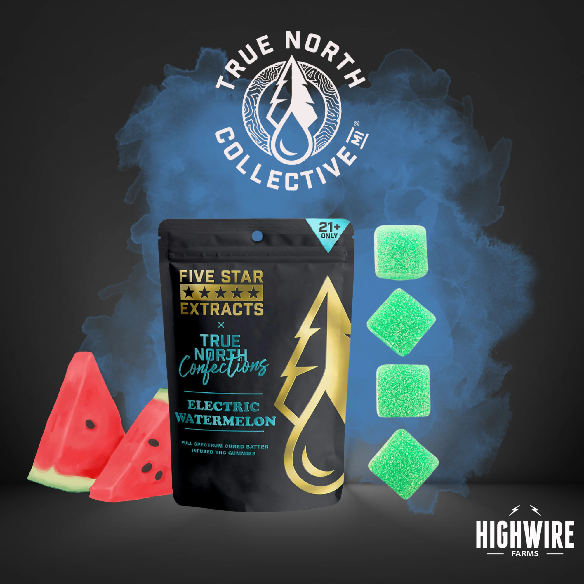 True North Collective MI - True North Full Spectrum Gummies Electric Watermelon 200mg (Indica) Main Image