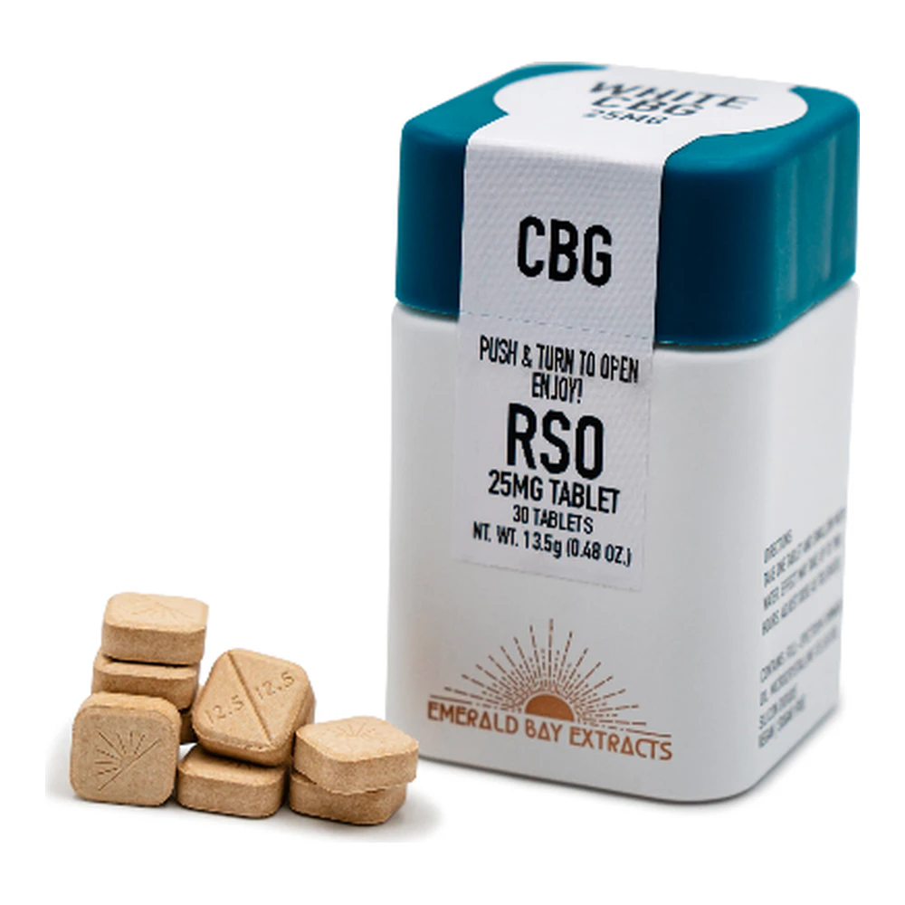 Emerald Bay Extracts - Emerald Bay Extracts | White CBG | 25mg : 40pk | RSO Full Spectrum Tablets | 1mg Main Image