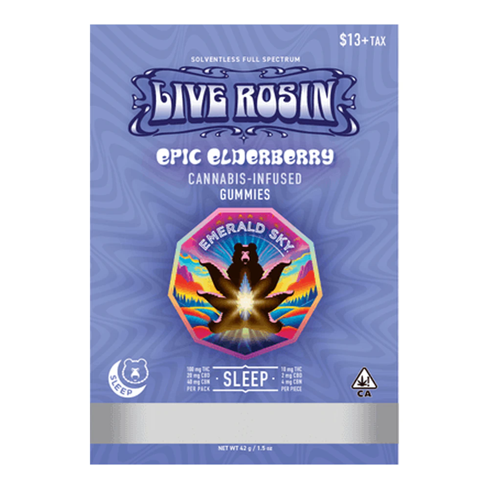 Emerald Sky - Emerald Sky | Epic Elderberry | Solventless Full Spectrum Live Rosin Sleep Gummies | 100mg Main Image
