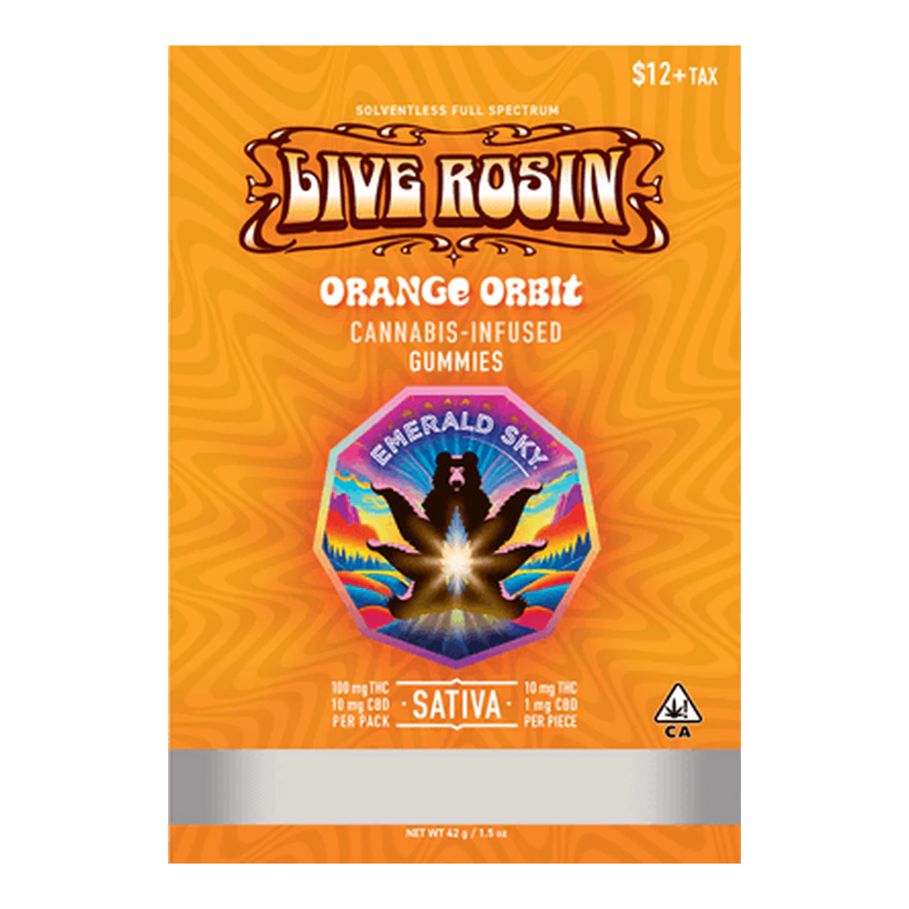 Emerald Sky - Emerald Sky | Orange Orbit | Solventless Full Spectrum Live Rosin Gummies | 100mg Main Image