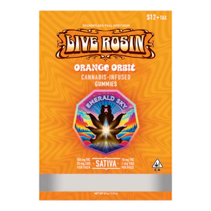 Emerald Sky | Orange Orbit | Solventless Full Spectrum Live Rosin Gummies | 100mg