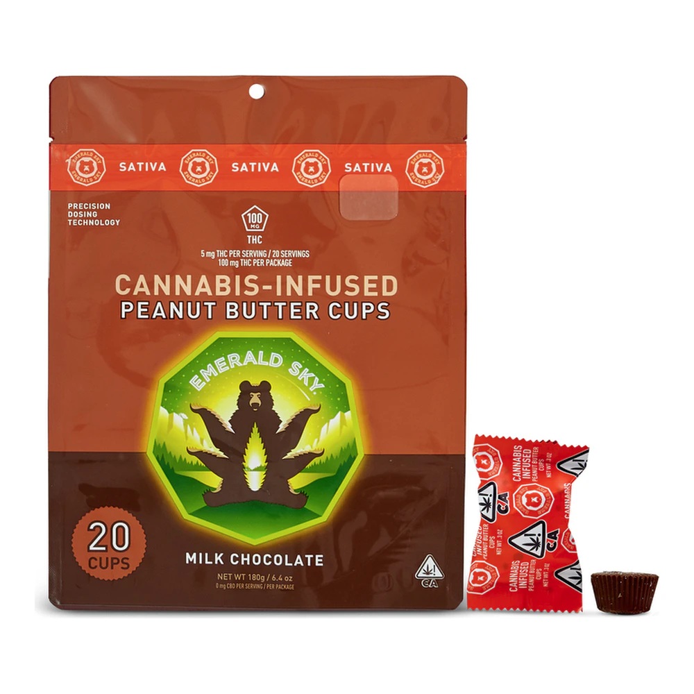 Emerald Sky - Emerald Sky | Peanut Butter Cups | Sativa | Milk Chocolate | 20pk | 100mg Main Image