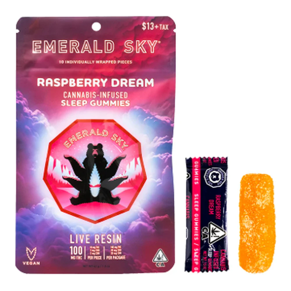 Emerald Sky - Emerald Sky | Raspberry Dream 10:2:2 | Live Resin CBN Sleep Gummies | 100mg   Main Image