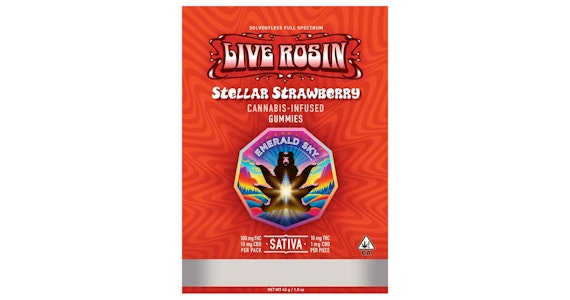 Emerald Sky - Emerald Sky - Stellar Strawberry Live Rosin Gummies - 100mg THC
