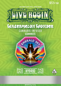 Emerald Sky - Emerald Sky | Watermelon Wonder | Solventless Full Spectrum Live Rosin Gummies | 100mg