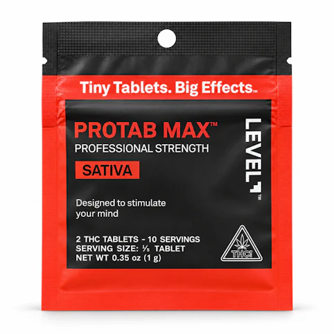 LEVEL - Protab Max – Sativa – 98.7mg THC | 2 Tablets – Professional Strength | LEVEL  -PP6 FRONT