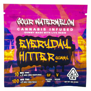 Everyday - Sour Watermelon 100mg Live Resin Single Gummy - Everyday Hitter