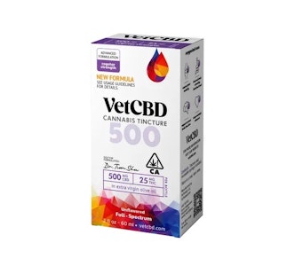 VET CBD - VET CBD: REGULAR STRENGTH 500MG:25MG (CBD:THC) 2OZ TINCTURE