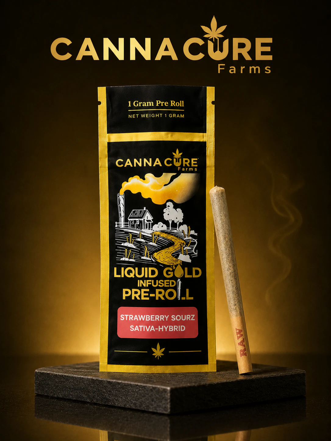 Canna Cure Farms LLC -  Canna Cure | 1g Infused Pre-roll | Strawberry Sourz | Sativa-Hybrid Main Image