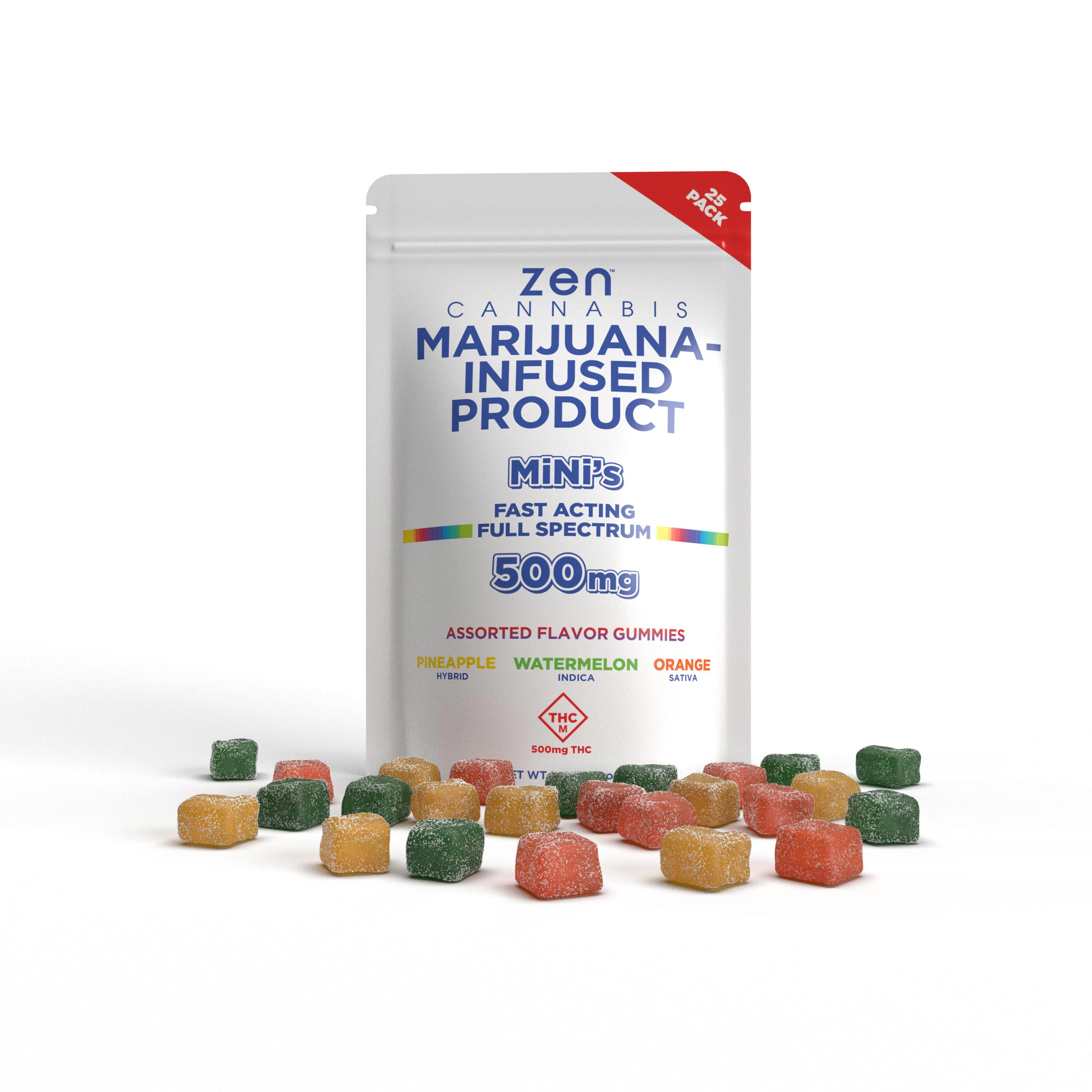 Zen Cannabis - ZEN - MINI HYBRID ASSORTED FLAVOR GUMMY 500MG Main Image