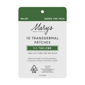 10pk - Transdermal Patch - 1:1(Relief) CBD:THC - Mary's Medicinals 