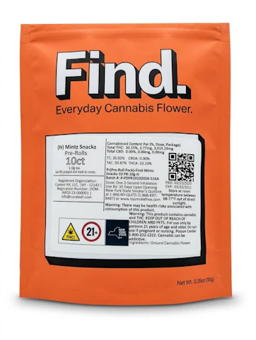 Find - Mintz Snackz -Hybrid- 30.15% THC | 1g x 10pk (10g Pre-Roll)| Find     -CC10 back
