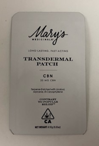 Mary's Medicinals  - CBN 20mg Transdermal Patch - Mary's Medicinals