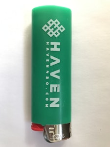 Haven - Dark Green BIC Lighter w/ white logo