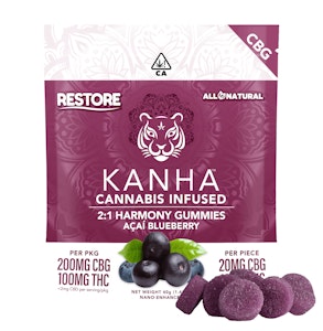 Kanha - Harmony Acai Blueberry | 2:1 CBG:THC Edible | Kanha
