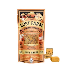 Kiva Confections - LOST FARM CHEWS - GRILLED PEACH 100MG (CHERRY CHEESECAKE) - KIVA CONFECTIONS