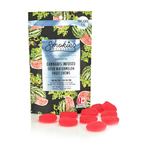 Smokiez Edibles - 200mg 1:1 CBD Sour Watermelon Fruit Chews (10mg CBD, 10mg THC - 10 pack)  - Smokiez