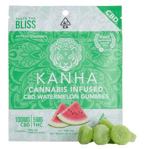 105mg 20:1 CBD Kanha Watermelon Gummies (10mg CBD, .5mg THC) (10.5mg - 10 pack) - Kanha
