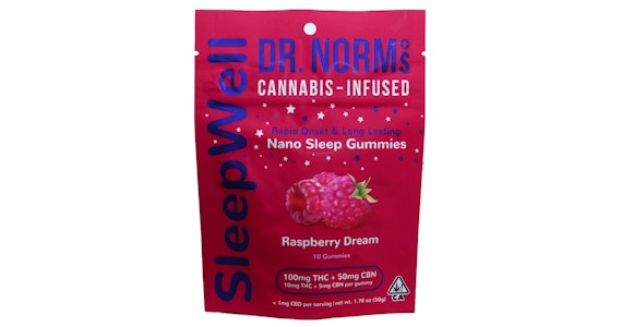 DR. NORM'S - Dr. Norm's - Raspberry Dream 2:1 THC:CBN SleepWell NANO Gummies - 150mg