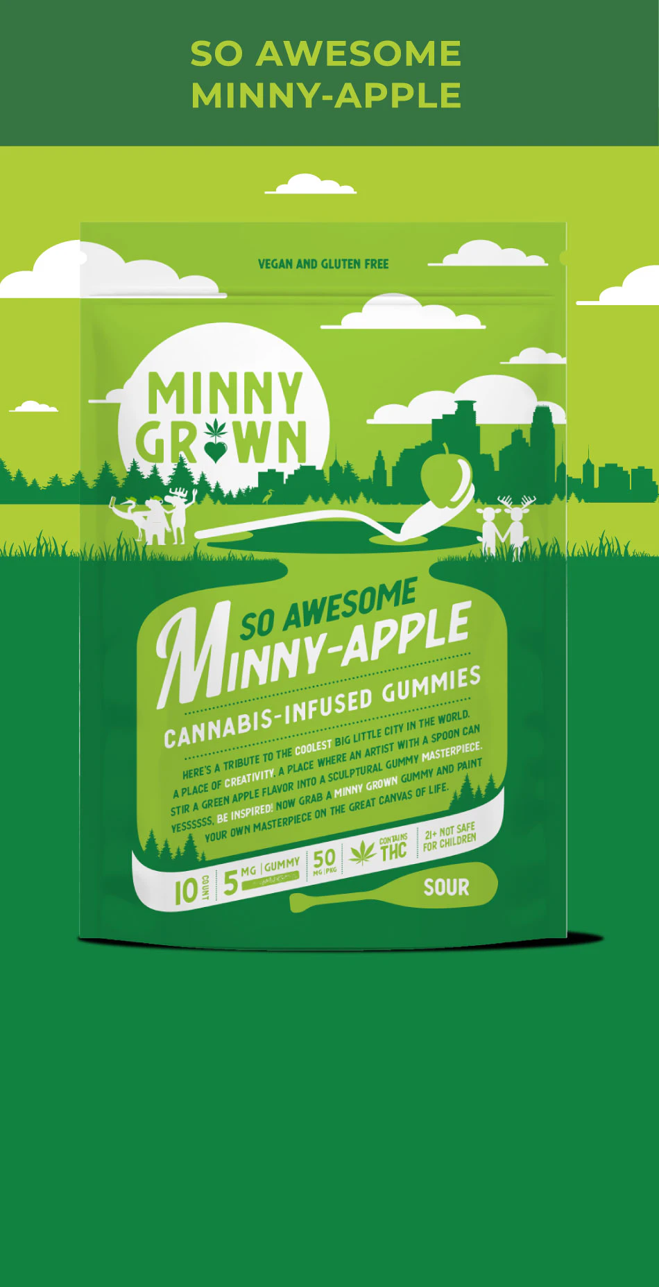Minny Grown - Minny Grown | Minny Apple THC Gummies 5mgTHC 2.5mgCBG 2.5mgCBC | 50mg THC 25mg CBG 25mg CBC Main Image