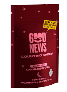 GOOD NEWS: Counting Sheep Sour Black Cherry 2:1 (THC:CBN) Edible Gummy 10 piece / 150mg (I)