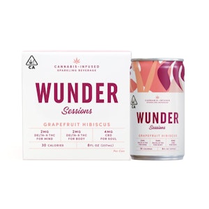 WUNDER - Grapefruit Hibiscus | Sessions 8oz (4pk) 2mg THC/2mg D8 THC/4mg CBD | Wunder