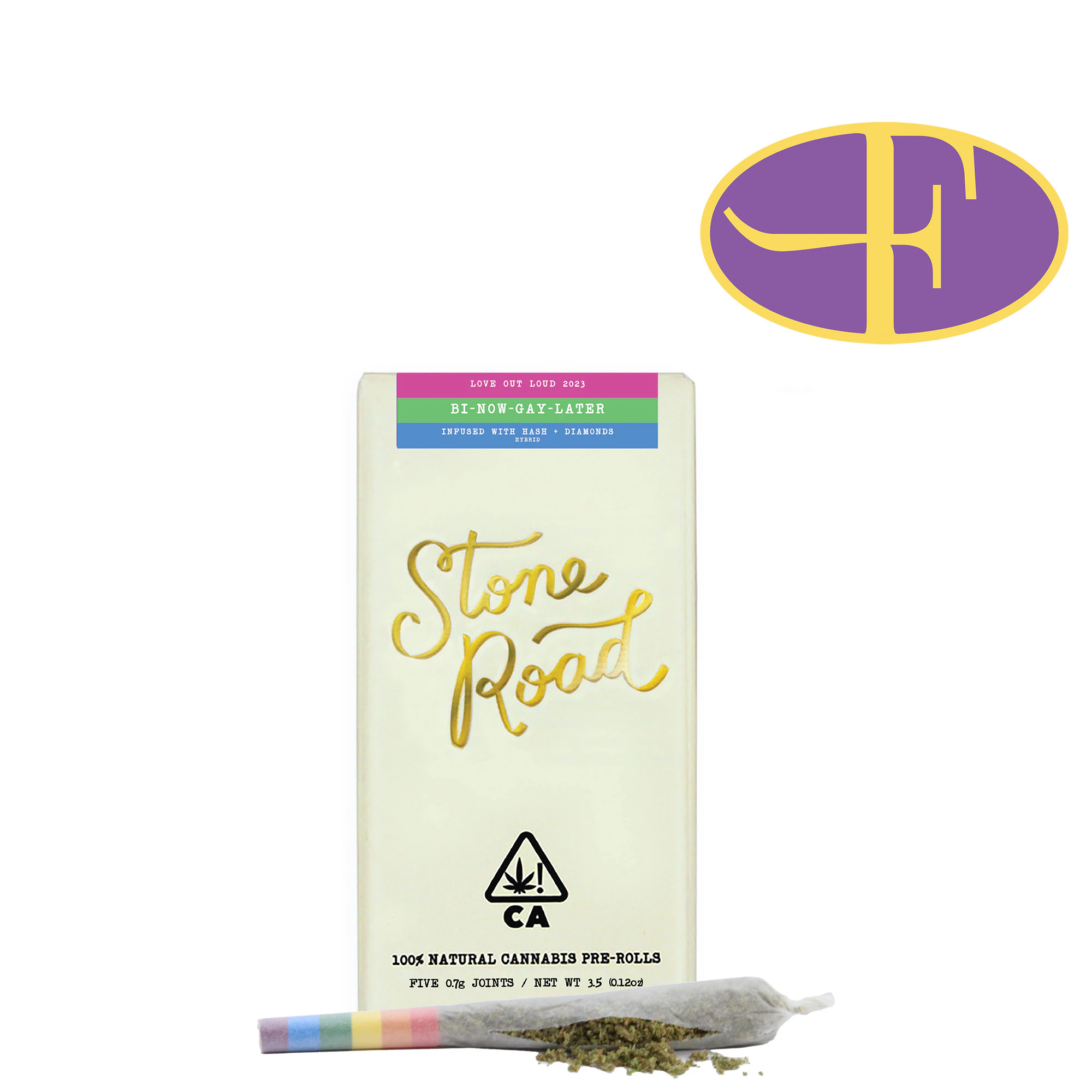 STONE ROAD - Bi-Now-Gay Later w/ Hash + Diamonds Pre-Roll Pack (5pk) Main Image