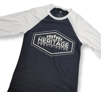 Heritage Provisioning - White & Black Baseball Tee -  Large