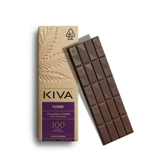 Kiva Confections - Kiva Confections | Dark Blackberry 100mg - Infused Chocolate Bar Main Image