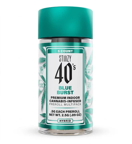 STIIIZY - Blue Burst 40s -Hybrid- 27.02% THC | 2.5g 5pk (Infused Pre-Roll) | STIIIZY -LL2