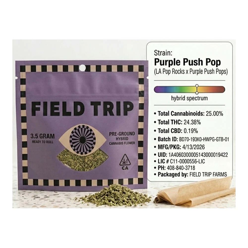 Field Trip - Field Trip | Purple Push Pop | Pre-Ground Sungrown Flower | 3.5g Main Image