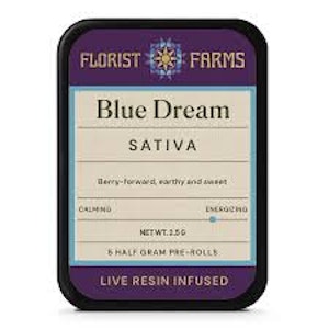 FLORIST FARMS - Blue Dream | Live Resin Infused | Prerolls | 5pk/2.5g (Florist Farms)