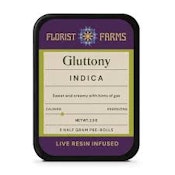 Gluttony | Live Resin Infused | Prerolls | 2.5g/5pk (Florist Farms)