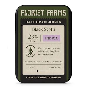 FLORIST FARMS - Florist Farms - Black Scotti - 25% THC - 1/2 Gram Joints - 7pk - Pre-Rolls