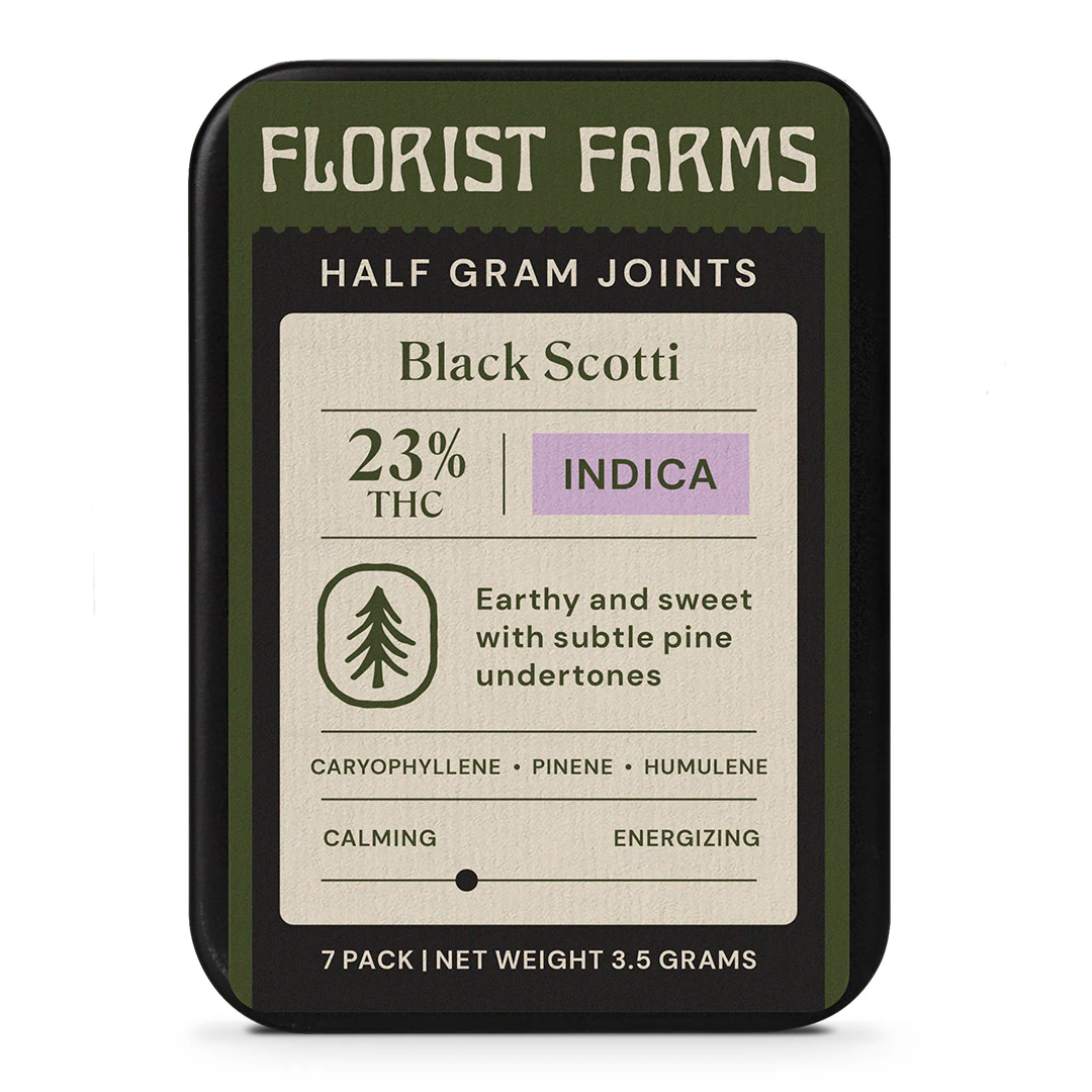 Florist Farms - Florist Farms - Black Scotti - 25% THC - 1/2 Gram Joints - 7pk - Pre-Rolls Main Image