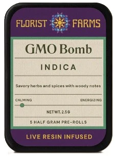 Florist Farms - Florist Farms - GMO Bomb - 38% THC - Live Resin Infused - 0.5g x 5pk - Prerolls Main Image