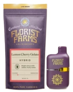 FLORIST FARMS - Florist Farms - Lemon Cherry Gelato - Live Resin - 70% THC - 1.0g - AIO Vape Pen
