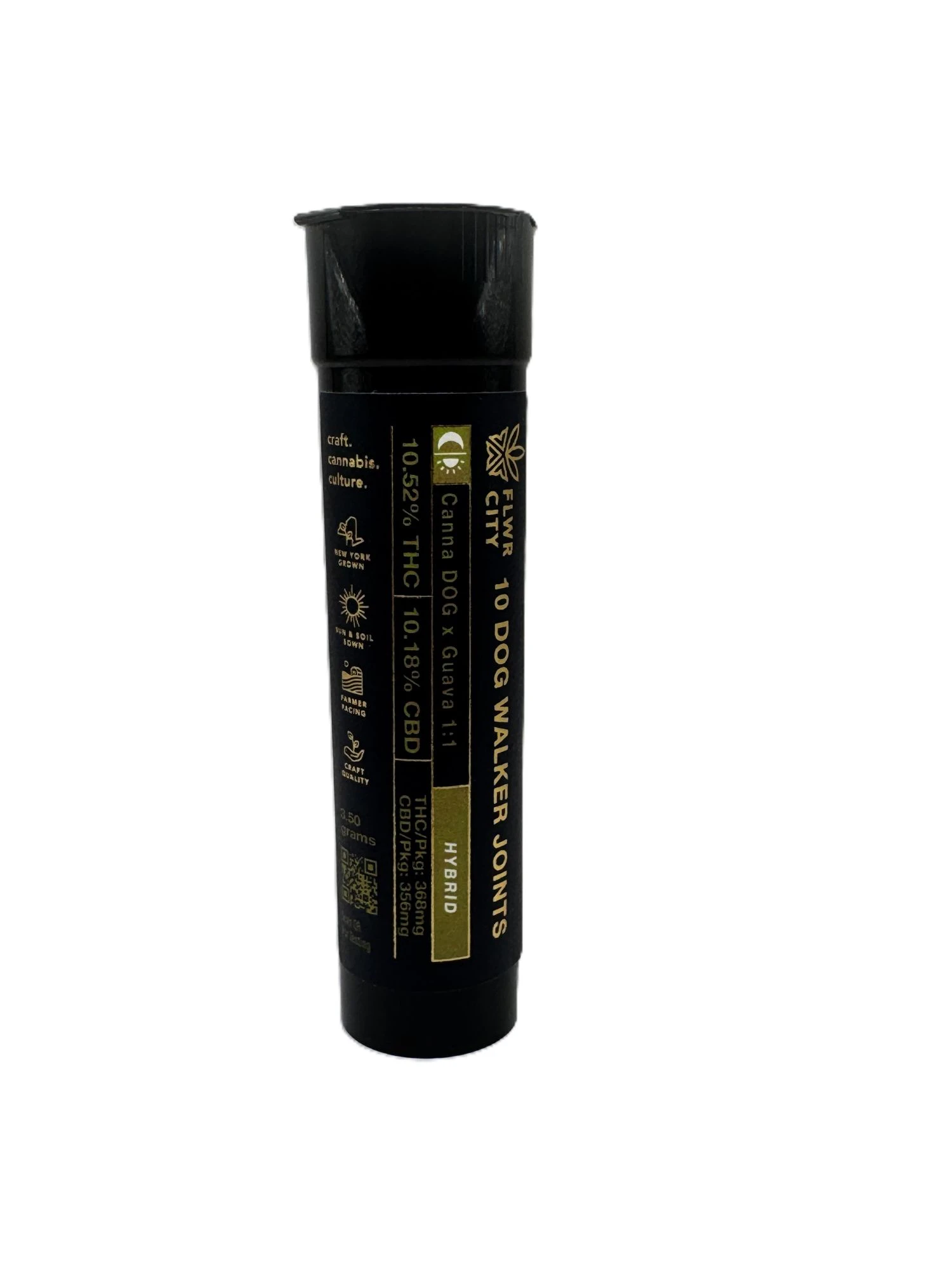 FLOWER CITY - Flwr City - Canna Dog x Guava - 1:1 THC:CBD - 10.25% THC : 10.18% CBD - 0.35g x 10pk - Preroll Main Image