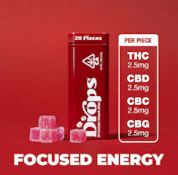 Drops - 20ct. 50mg CBD:50mg THC :50mg CBC :50mg CBG (Focused Energy) - Cranberry