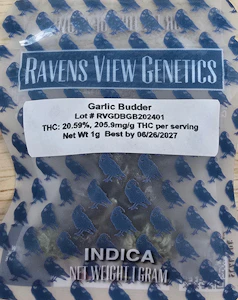Ravens View - Raven's View- Garlic Budder- 1g flower/dime bag