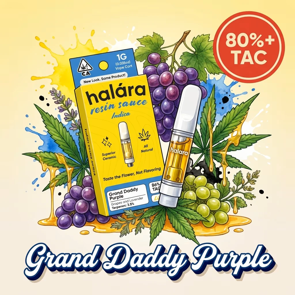 Halara - 1g Granddaddy Purple Live Resin Sauce Ceramic Cartridge - Halara Main Image