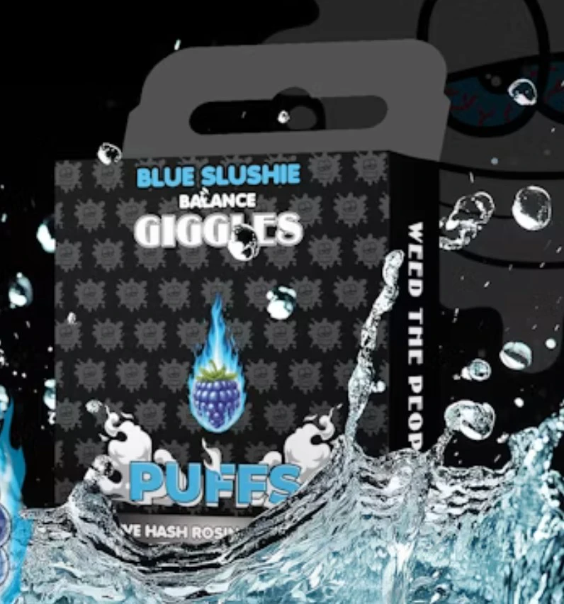 Giggles - Giggles Puffs-Live Hash Rosin- Blue Slushie-Hybrid-1g 510 cart-93.06% THC Main Image