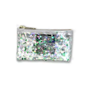 White Holographic Cannabis Confestti Midi Clutch