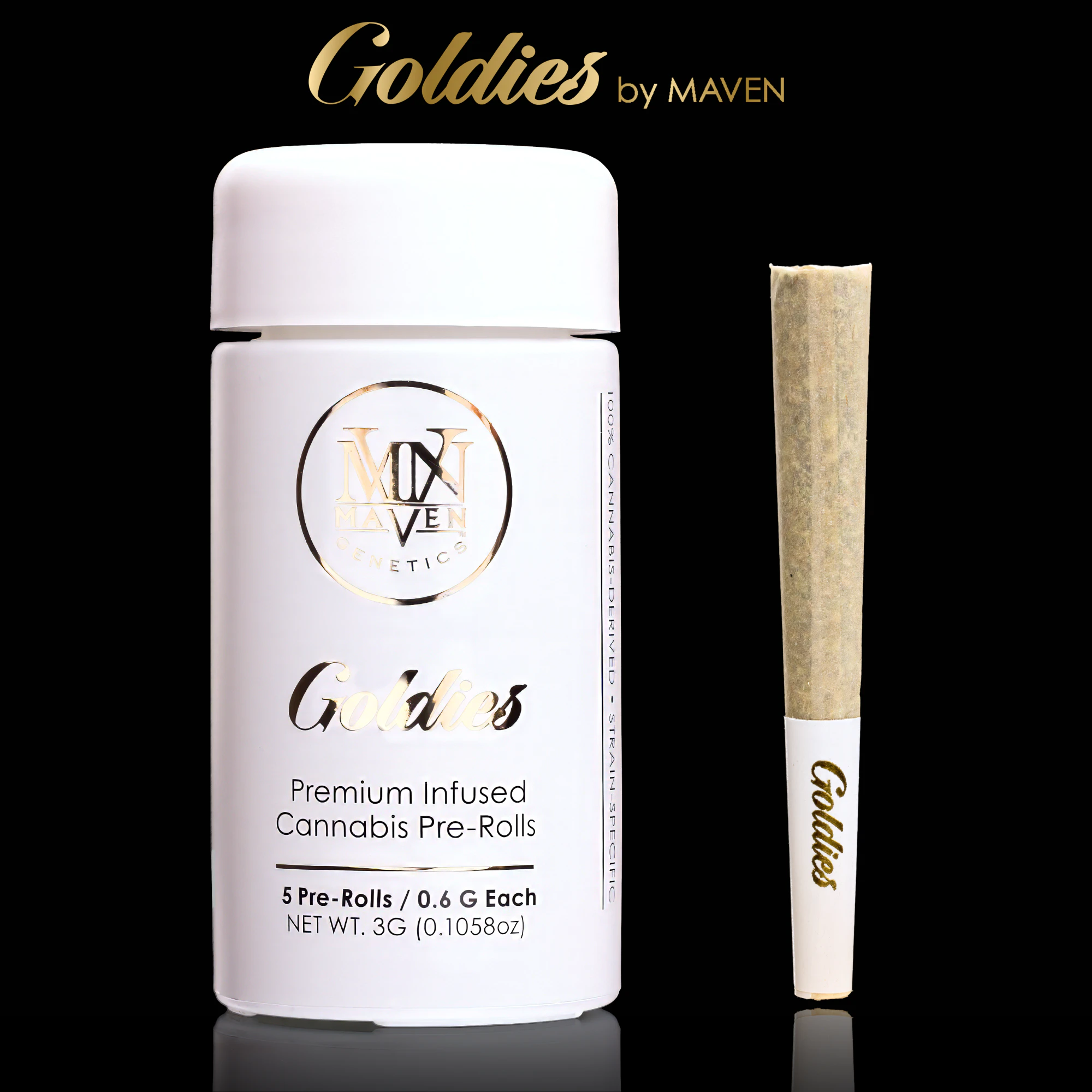 Maven Genetics - Maven | Infused Pre-Roll | Goldies | Chrome Dome | 3g | 5pack Main Image