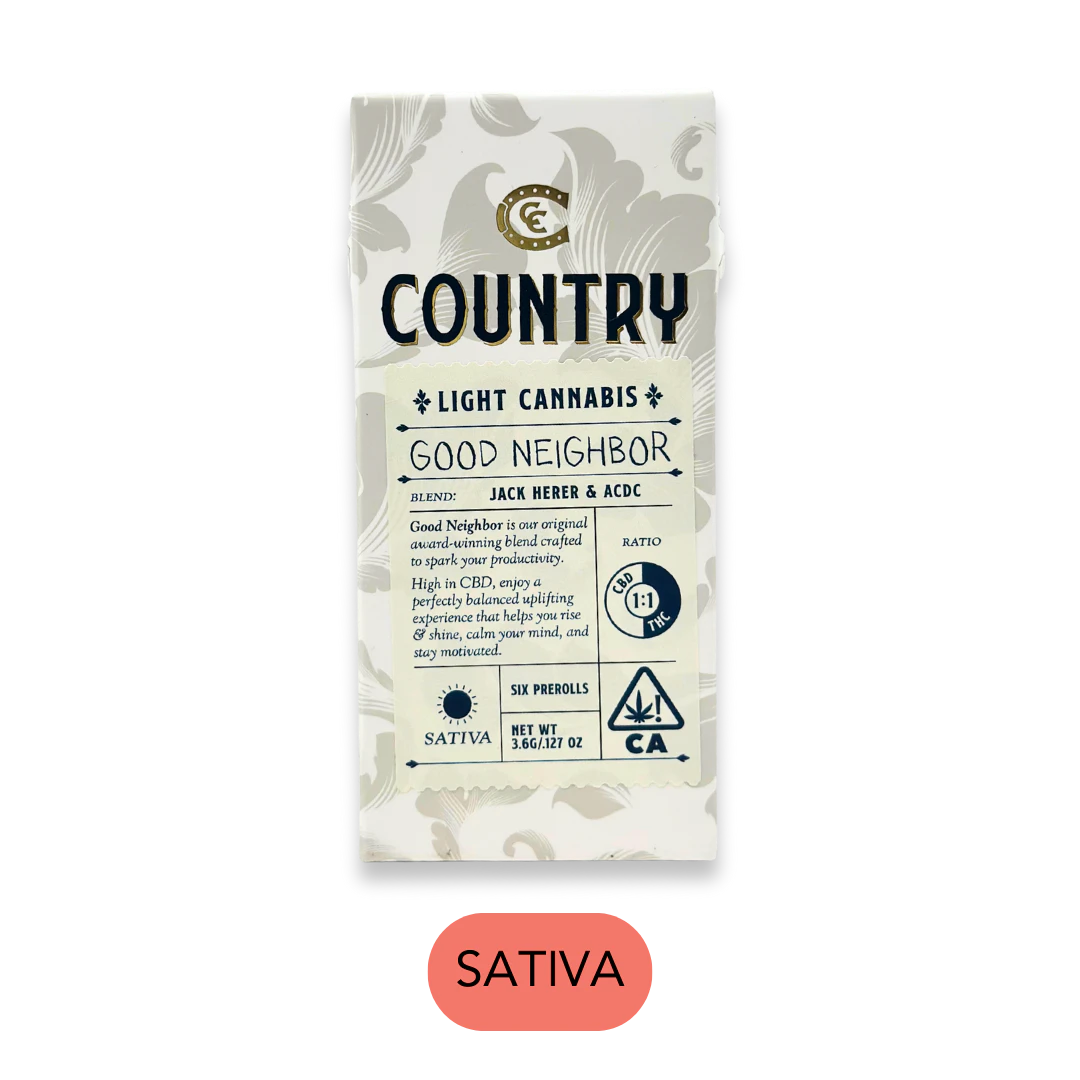 Country - Country Cannabis - Good Neighbor 1:1 - Preroll Pack - 6pk - 3.6g Main Image