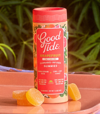 Good Tide - Grapefruit -Sativa- 1:1:1 THC:CBD:CBC Rosin Gummies | 100mg | Good Tide       -f8 back