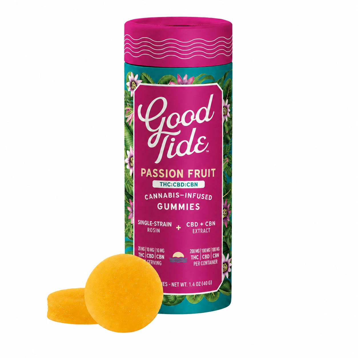 Good Tide - Good Tide - 100mg 1:1:1 THC:CBD:CBN Gummies - Passion Fruit Main Image
